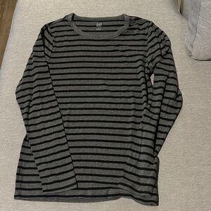 GAP Black and Gray Striped Long Sleeve Shirt